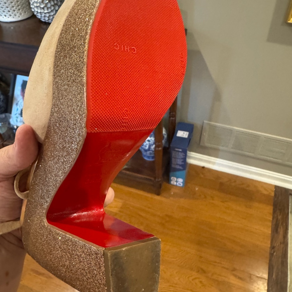Authentic Peep toe Christian Louboutin Nude Martel 140 Platform Heels!!!! - Picture 11 of 16